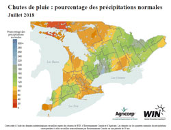 Chutes de pluie : pourcentage des précipitations normales