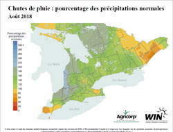 Chutes de pluie : pourcentage des précipitations normales