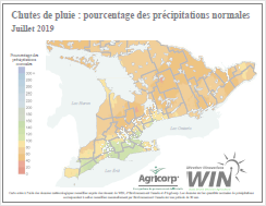 Chutes de pluie : pourcentage des précipitations normales