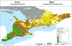 Rendement des récoltes de maïs pour 2017 Cliquez pour consulter la carte du rendement de la récolte (PDF, 2 MB)