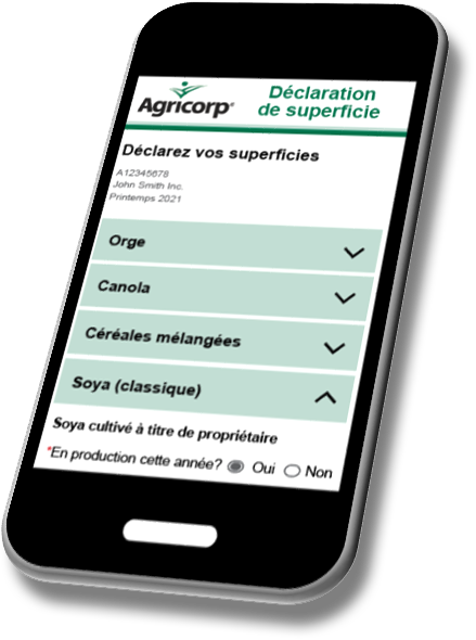 Déclaration de superficie à partir d’un téléphone cellulaire